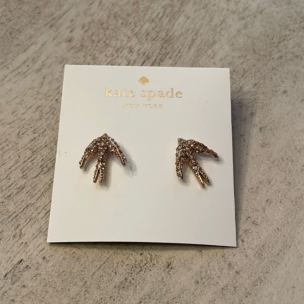 Kate Spade diamond studded bird earrings